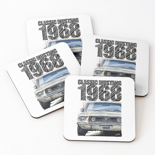Item preview, 1968 Ford Mustang Wimbleton White Front View Illustration – Classic Muscle Car Art designed and sold by Petrolhead T-Shirts and Art.