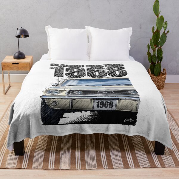 Item preview, 1968 Ford Mustang Wimbleton White Front View Illustration – Classic Muscle Car Art designed and sold by Petrolhead T-Shirts and Art.