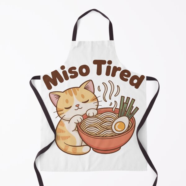 Item preview, Miso Tired Japanese Cat – Cozy Ramen Food Humor Illustration designed and sold by WSPrintCrafter.