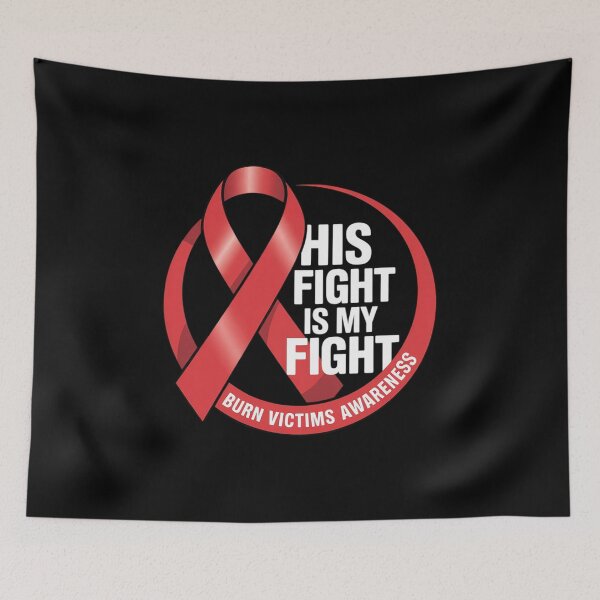 Item preview, Burn Victims Awareness Red Ribbon His Fight Is My Fight designed and sold by KonopikaaArt.