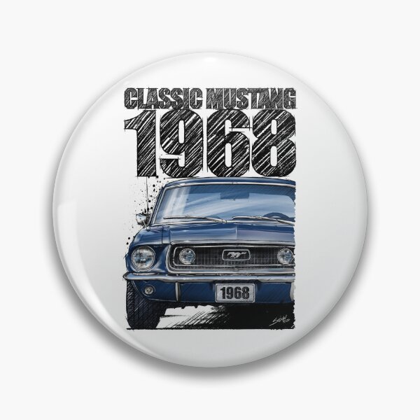 Item preview, 1968 Ford Mustang Acapulco Blue Front View Illustration – Classic Muscle Car Art designed and sold by Petrolhead T-Shirts and Art.