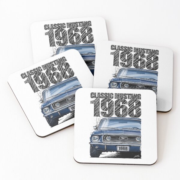 Item preview, 1968 Ford Mustang Acapulco Blue Front View Illustration – Classic Muscle Car Art designed and sold by Petrolhead T-Shirts and Art.