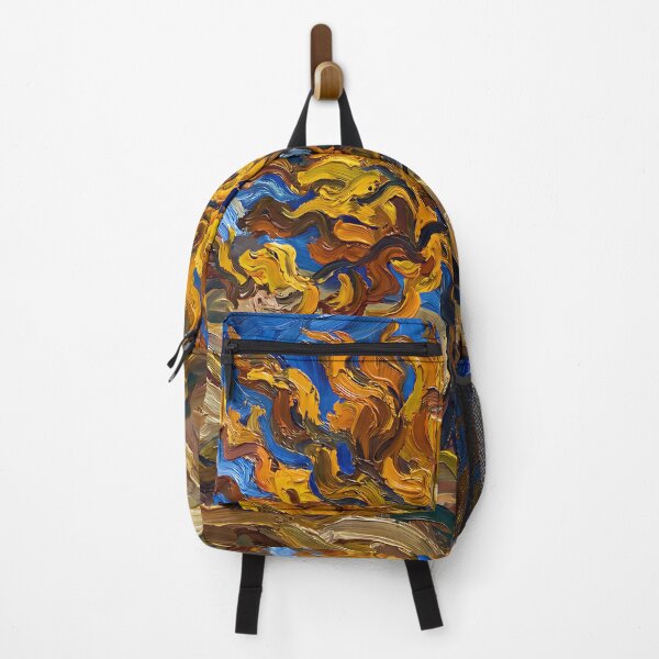 Item preview, Expressionist Fiery Autumn Tree Poster Van Gogh Style, Swirling Orange Yellow Mulberry Landscape Wall Art, Bold Fall Foliage Print designed and sold by AbstractAuraArt.