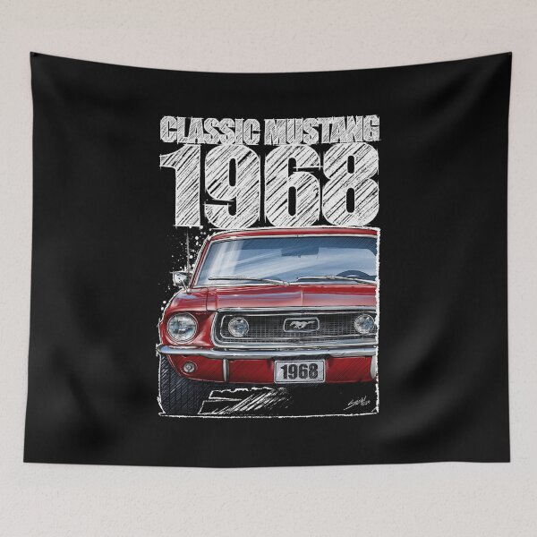 Item preview, 1968 Ford Mustang - Classic Muscle Car - Red (dark background) designed and sold by Petrolhead T-Shirts and Art.