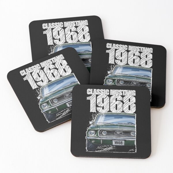 Item preview, 1968 Ford Mustang - Classic Muscle Car - Dark Green (dark background) designed and sold by Petrolhead T-Shirts and Art.