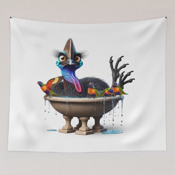 Item preview, Judgy Cassowary Birdbath – Critter Chronicles designed and sold by critterchrons.