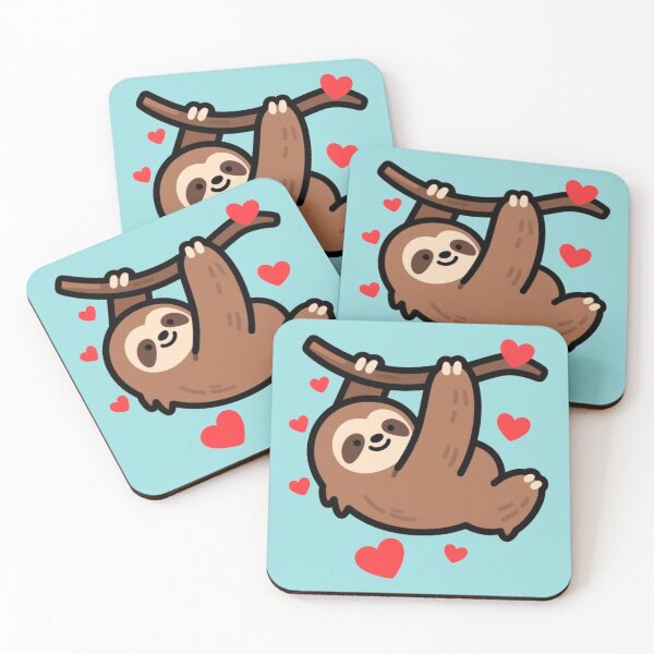 Item preview, Cute Sloth With Hearts – Hanging Love Design designed and sold by KingCuppaDigitalArt.
