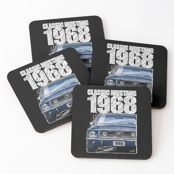 Item preview, 1968 Ford Mustang - Classic Muscle Car - Acapulco Blue (dark background) designed and sold by Petrolhead T-Shirts and Art.