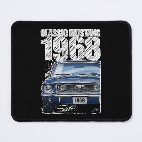 Item preview, 1968 Ford Mustang - Classic Muscle Car - Acapulco Blue (dark background) designed and sold by Petrolhead T-Shirts and Art.