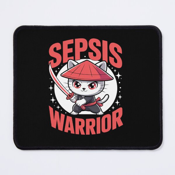 Item preview, Cat Ninja Sepsis Awareness Warrior Red Ribbon designed and sold by KonopikaaArt.