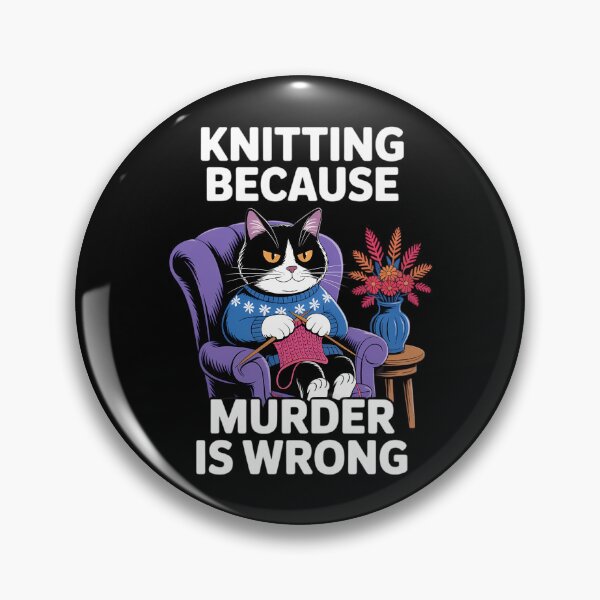 Item preview, Knitting Cat Knitting Because Murder Is Wrong designed and sold by IdunayaStore.