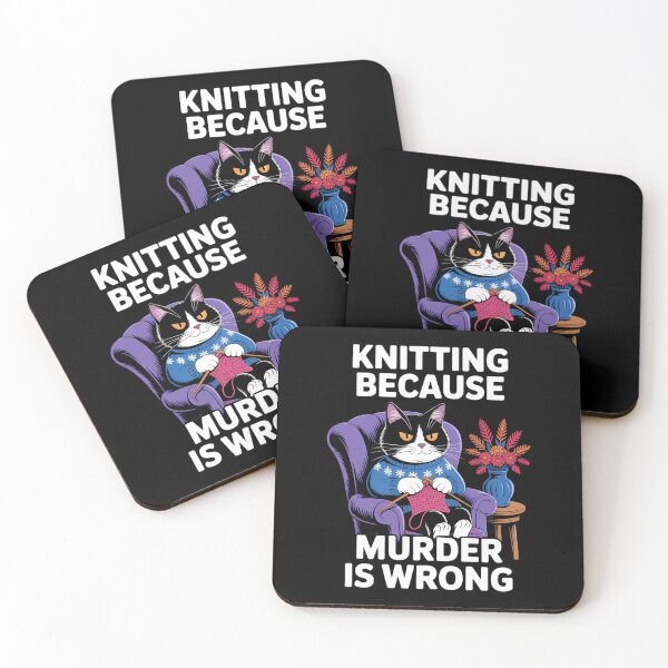 Item preview, Knitting Cat Knitting Because Murder Is Wrong designed and sold by IdunayaStore.