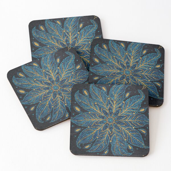 Item preview, Blue and Gold Feather Mandala designed and sold by ElexisND.