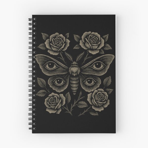 Item preview, Occult Moth with Eyes and Roses – Gothic Lunar Symbol designed and sold by Mouraludia.