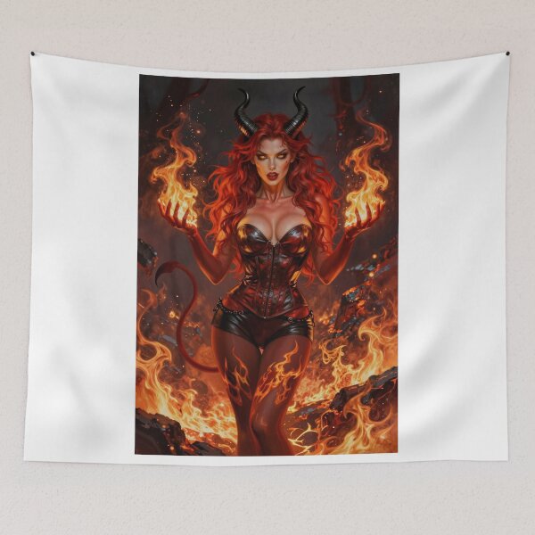 Item preview, Red Horned Demon Woman designed and sold by CathryneDelamort.