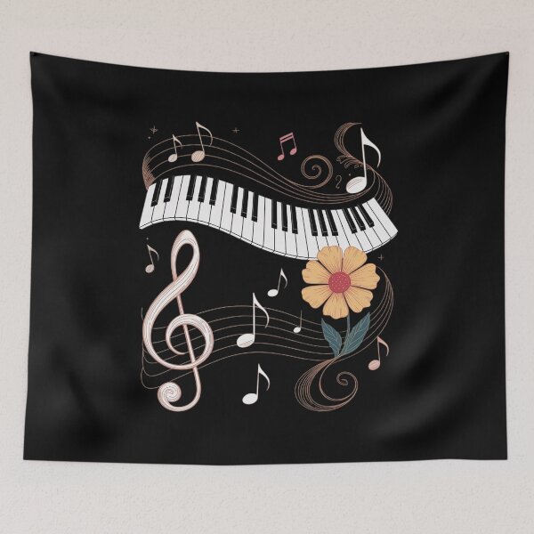 Item preview, Piano Musically Keyboard Gold Flower designed and sold by HORIZBoutique.
