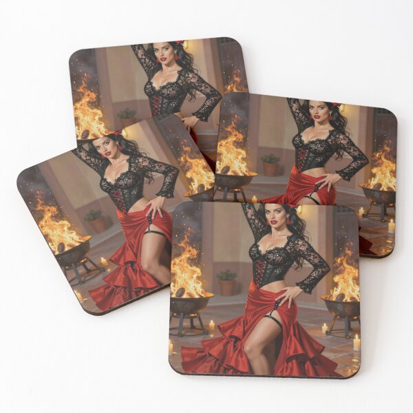 Item preview, Bailaora de flamenco iluminada con encaje rojo y falda designed and sold by CathryneDelamort.