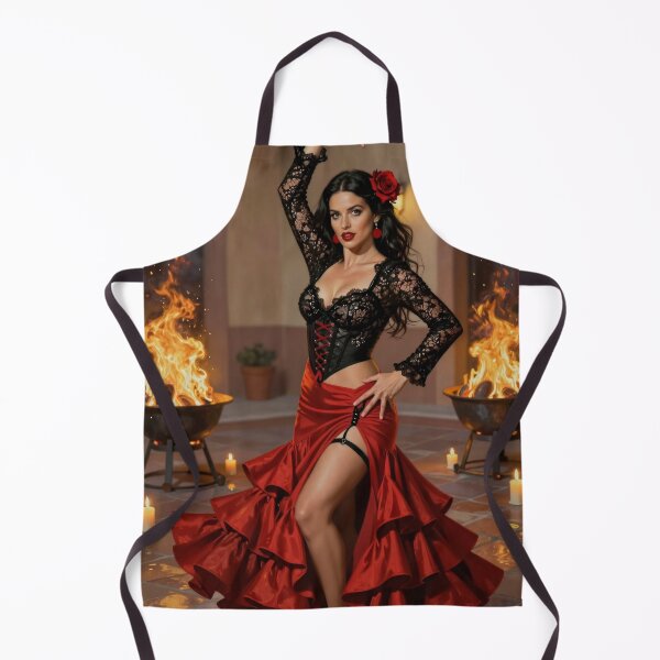 Item preview, Flame lit flamenco dancer in red lace and skirt designed and sold by CathryneDelamort.