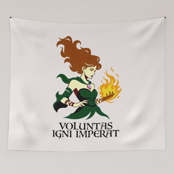 Item preview, Voluntas Igni Imperat Magic Fire Sorceress Fantasy Art designed and sold by SplashTastic.