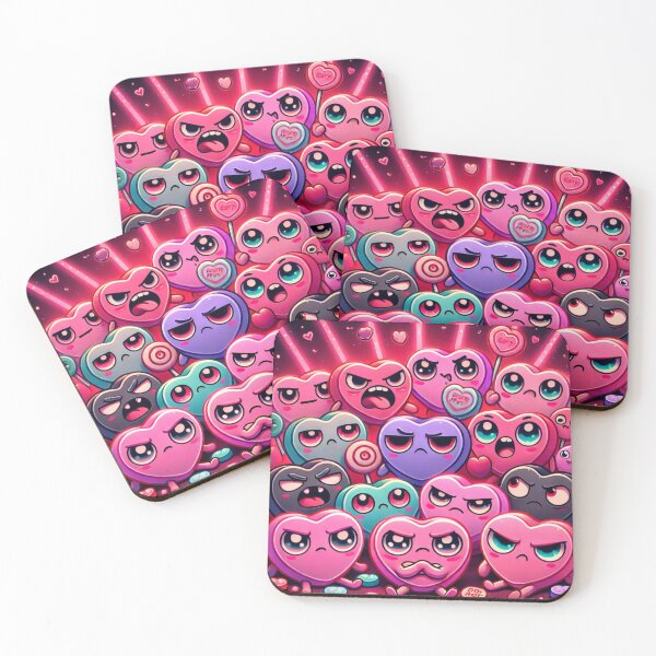 Item preview, Angry Candy Hearts Riot – Neon Kawaii Anti-Valentine designed and sold by ComedyInkFactor.
