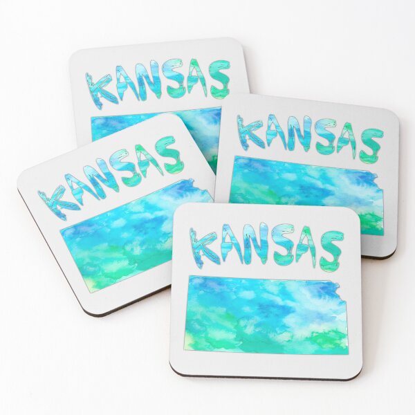 Item preview, Artistic Watercolor Kansas State Map - Vibrant Blue & Green Silhouette designed and sold by mashmosh.