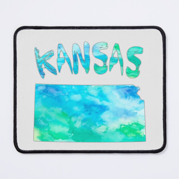 Item preview, Artistic Watercolor Kansas State Map - Vibrant Blue & Green Silhouette designed and sold by mashmosh.