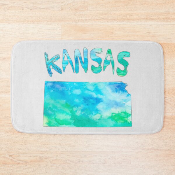 Item preview, Artistic Watercolor Kansas State Map - Vibrant Blue & Green Silhouette designed and sold by mashmosh.