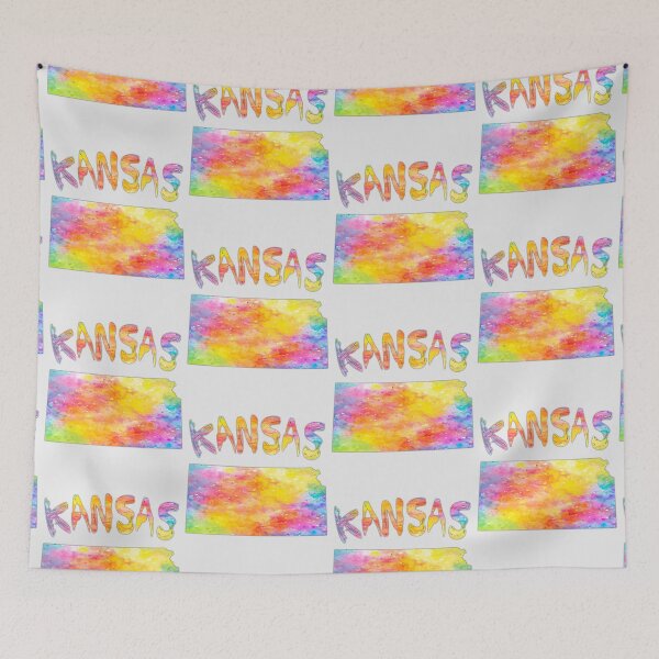 Item preview, Vibrant Kansas, Colorful Watercolor State Map Art designed and sold by mashmosh.