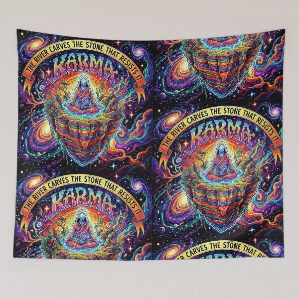 Item preview, Karma Spiritual Galaxy – The River Carves the Stone Psychedelic Art designed and sold by Hen-C-Art.