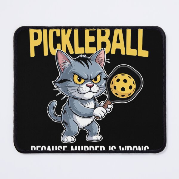 Item preview, Pickleball Because Murder is Wrong Padel Crazy Cat designed and sold by FluoroWave.