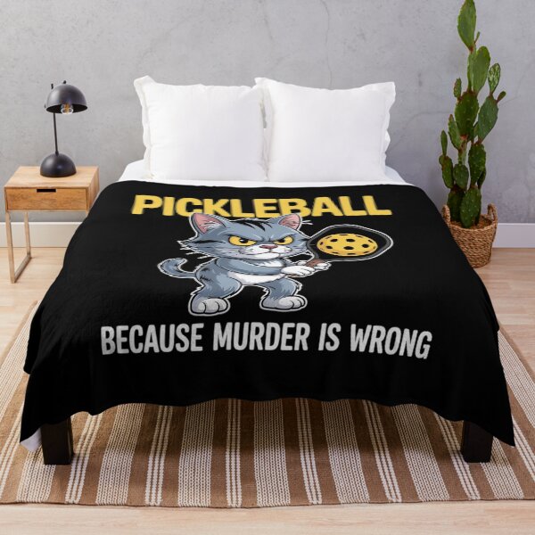 Item preview, Pickleball Because Murder is Wrong Padel Crazy Cat designed and sold by FluoroWave.
