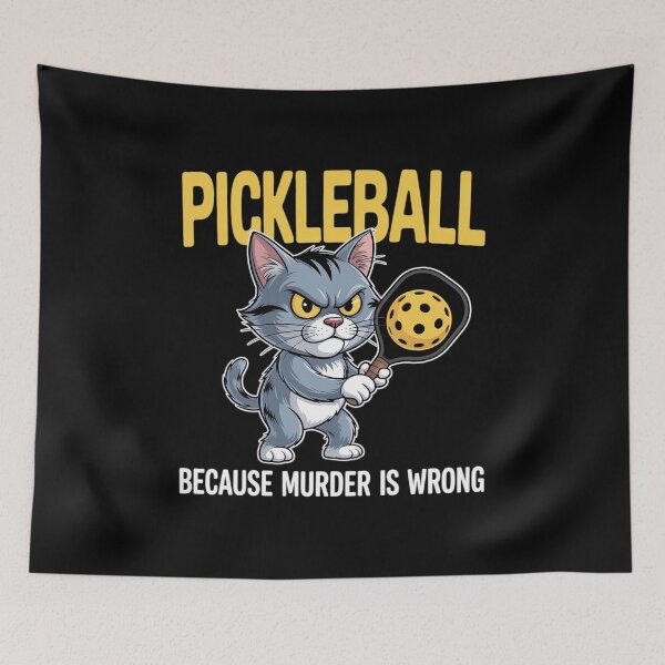 Item preview, Pickleball Because Murder is Wrong Padel Crazy Cat designed and sold by FluoroWave.