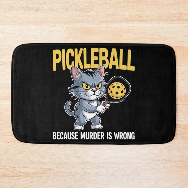 Item preview, Pickleball Because Murder is Wrong Padel Crazy Cat designed and sold by FluoroWave.