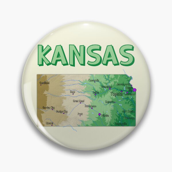 Item preview, Kansas State Map - Vibrant Topographic & City Guide Design designed and sold by mashmosh.