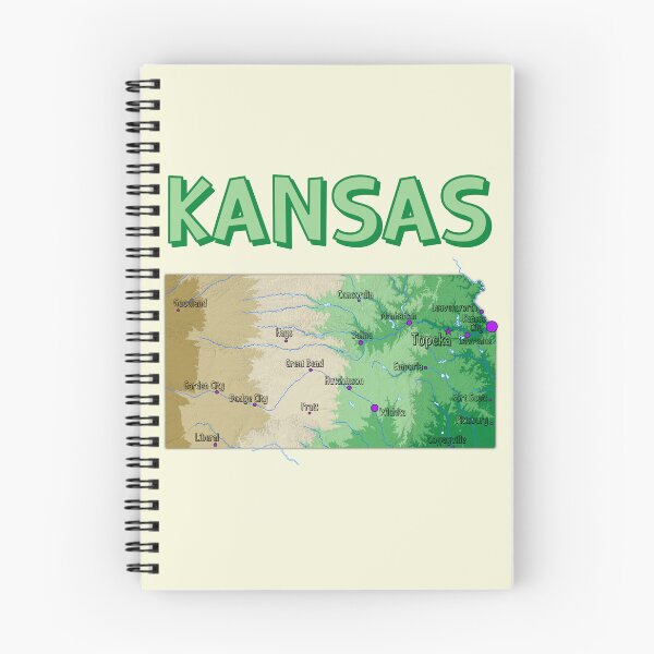 Item preview, Kansas State Map - Vibrant Topographic & City Guide Design designed and sold by mashmosh.