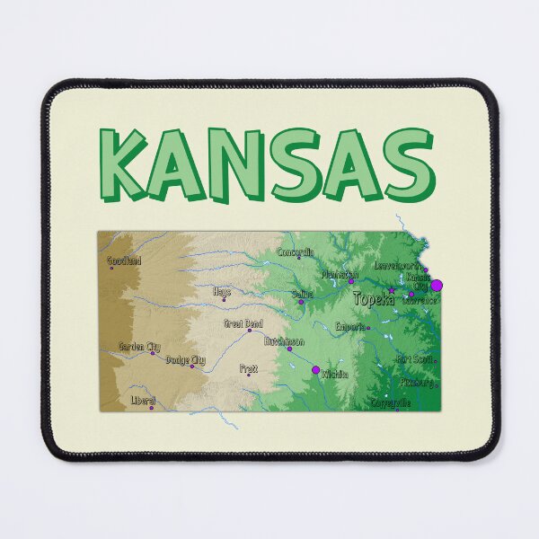 Item preview, Kansas State Map - Vibrant Topographic & City Guide Design designed and sold by mashmosh.