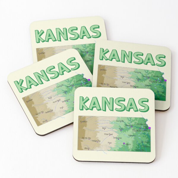 Item preview, Kansas State Map - Vibrant Topographic & City Guide Design designed and sold by mashmosh.