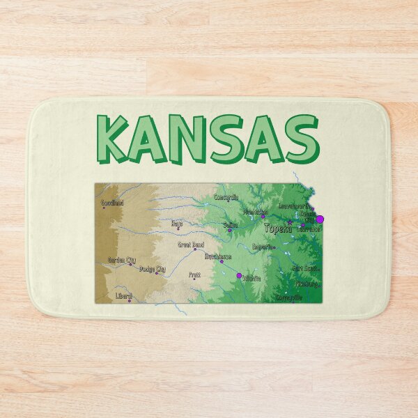 Item preview, Kansas State Map - Vibrant Topographic & City Guide Design designed and sold by mashmosh.