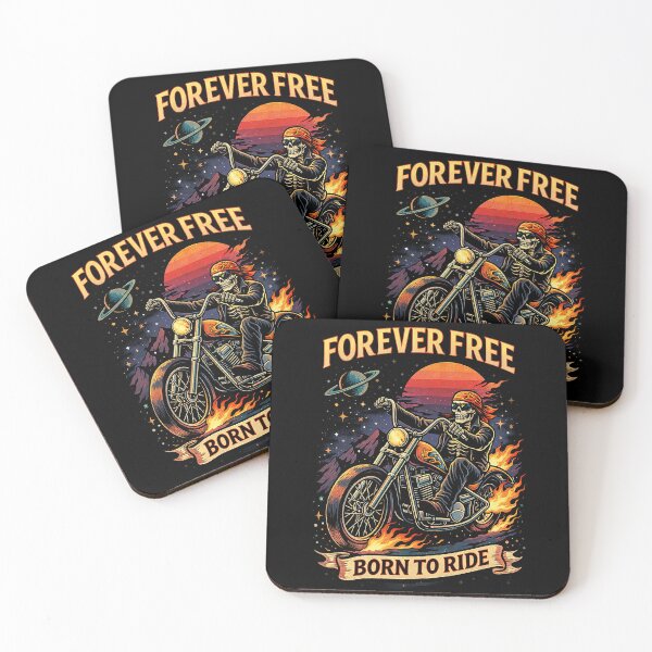 Item preview, Forever Free Born to Ride Shirt – Skeleton Biker Retro Art designed and sold by Wicked.Teez.