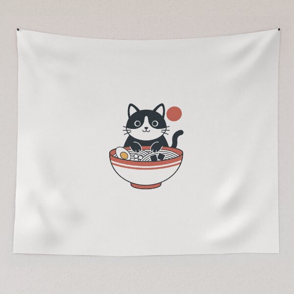 Item preview, Minimal Ramen Cat Japanese Style designed and sold by yaginoie.