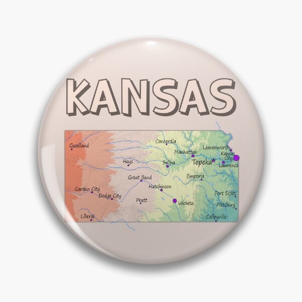 Item preview, Vintage Kansas State Topographic Map - Cities & Rivers Art designed and sold by mashmosh.