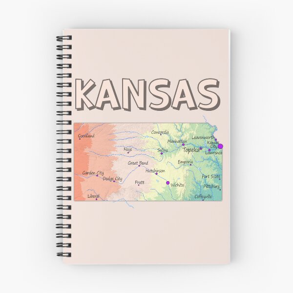 Item preview, Vintage Kansas State Topographic Map - Cities & Rivers Art designed and sold by mashmosh.