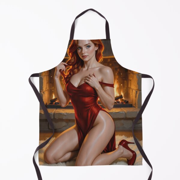 Item preview, Rowan in red dress with flame fireplace behind her designed and sold by CathryneDelamort.