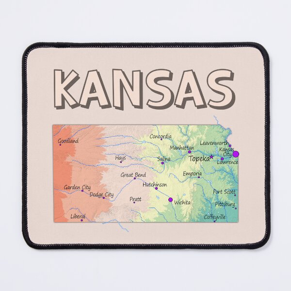Item preview, Vintage Kansas State Topographic Map - Cities & Rivers Art designed and sold by mashmosh.