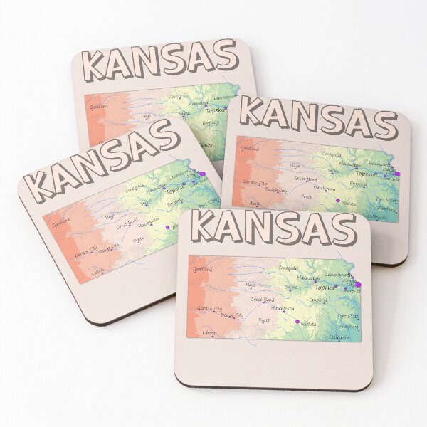 Item preview, Vintage Kansas State Topographic Map - Cities & Rivers Art designed and sold by mashmosh.