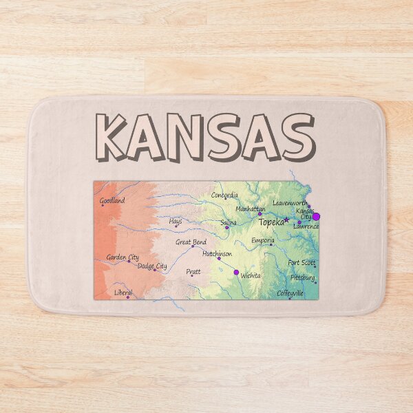 Item preview, Vintage Kansas State Topographic Map - Cities & Rivers Art designed and sold by mashmosh.