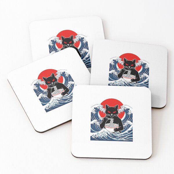 Item preview, Ramen Cat Japanese Red Sun Art designed and sold by yaginoie.