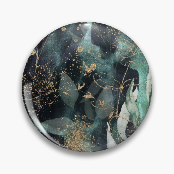 Item preview, Dark Green and Gold Floral Pattern designed and sold by BohemiaArt.