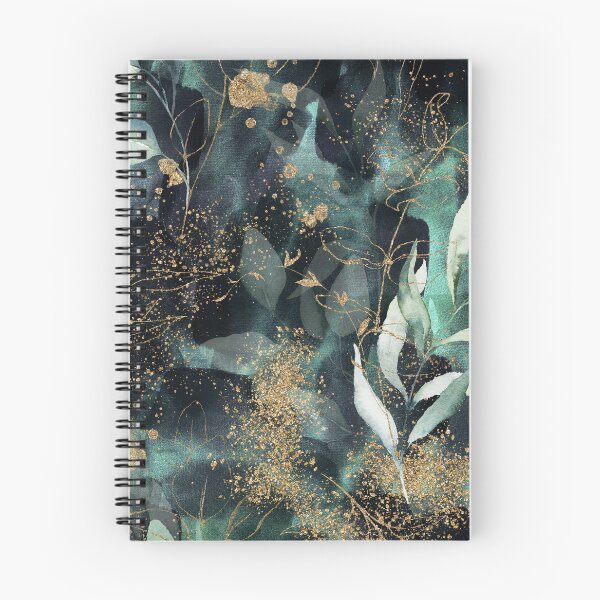 Item preview, Dark Green and Gold Floral Pattern designed and sold by BohemiaArt.