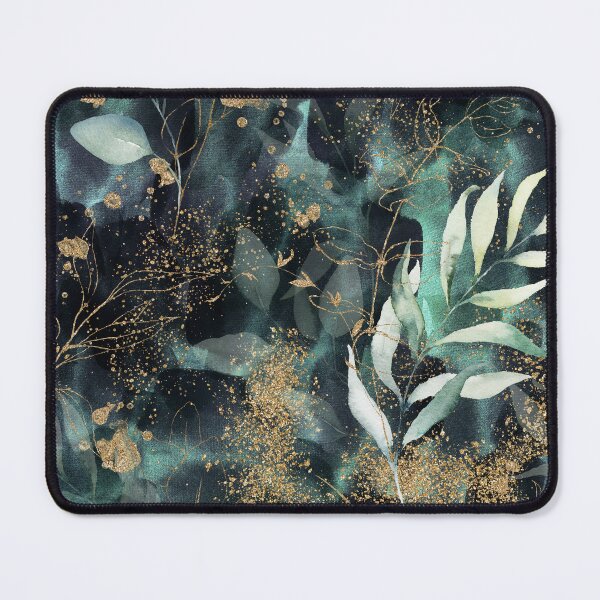 Item preview, Dark Green and Gold Floral Pattern designed and sold by BohemiaArt.